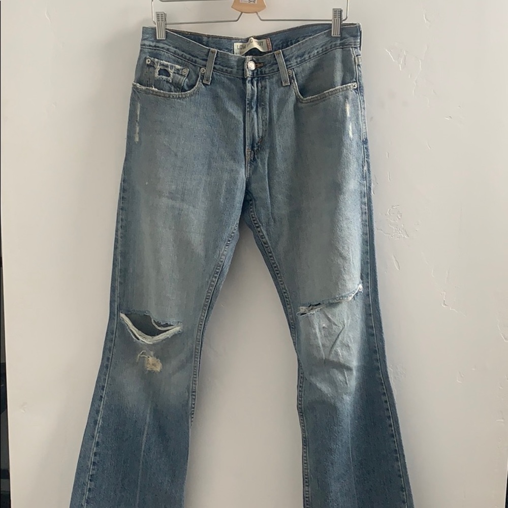 Levi's 527 relaxed fit distressed boyfriend jeans